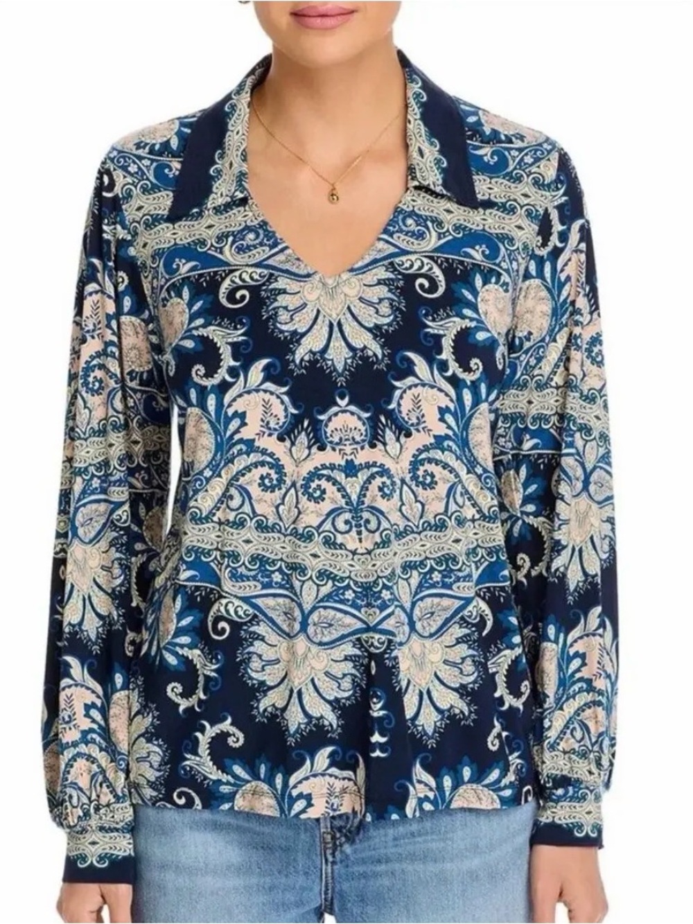 JOHNNY WAS The Janie Favorite Puff Sleeve Roman Paisley Blouse Top